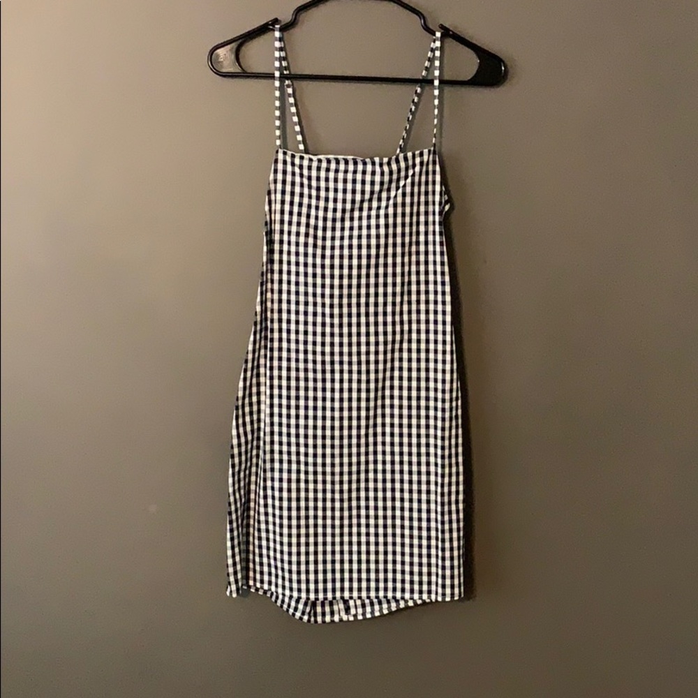 ZAFUL navy and white gingham print summer dress